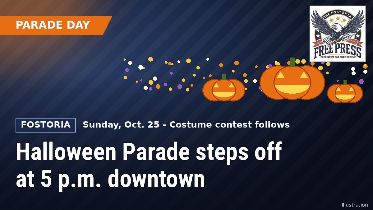 Illustration: Fostoria News graphic for the City of Fostoria Halloween Parade and Costume Contest, Sunday, Oct. 25, 2026